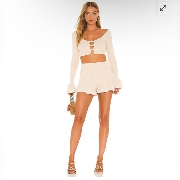 House of Harlow (BUNDLE) 1960 X Olivia light oak cardigan and short set XS - Picture 2 of 11